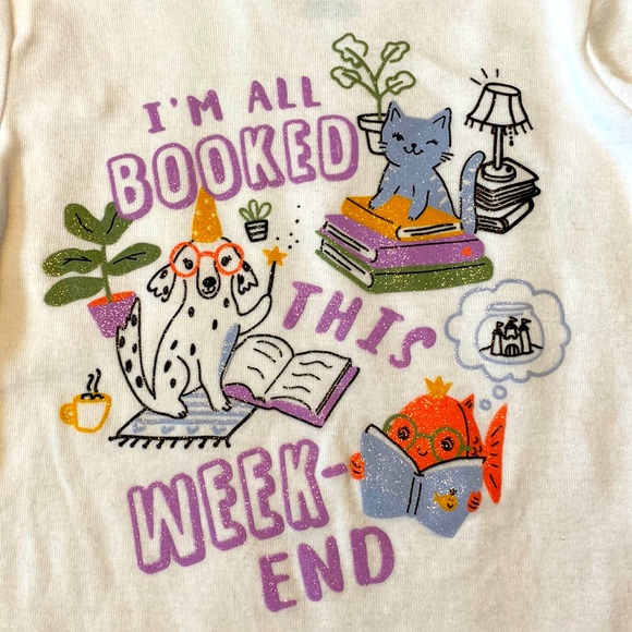 📚🐈‍⬛🐶 NWT Carter’s 4-Piece Girls’ Pajamas - Cats Dogs Books - CUTE! 🐶🐈‍⬛📚 - Picture 5 of 5